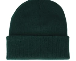 Sunset Logo Patch Bottle Green Beanie - Bearded Man