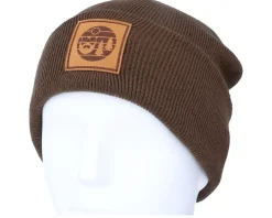 Sunset Logo Patch Chocolate Brown Beanie - Bearded Man