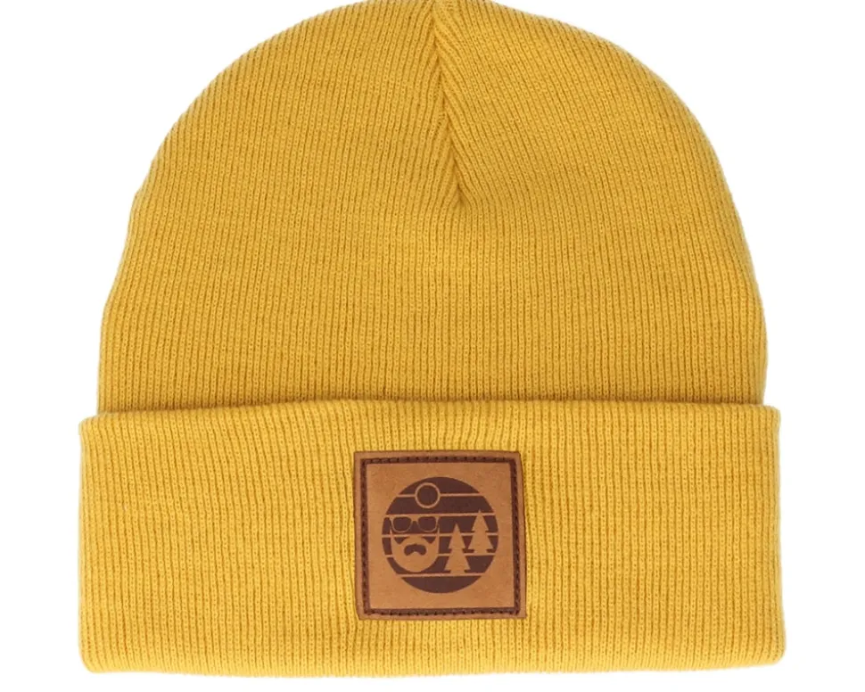 Sunset Logo Patch Mustard Beanie - Bearded Man