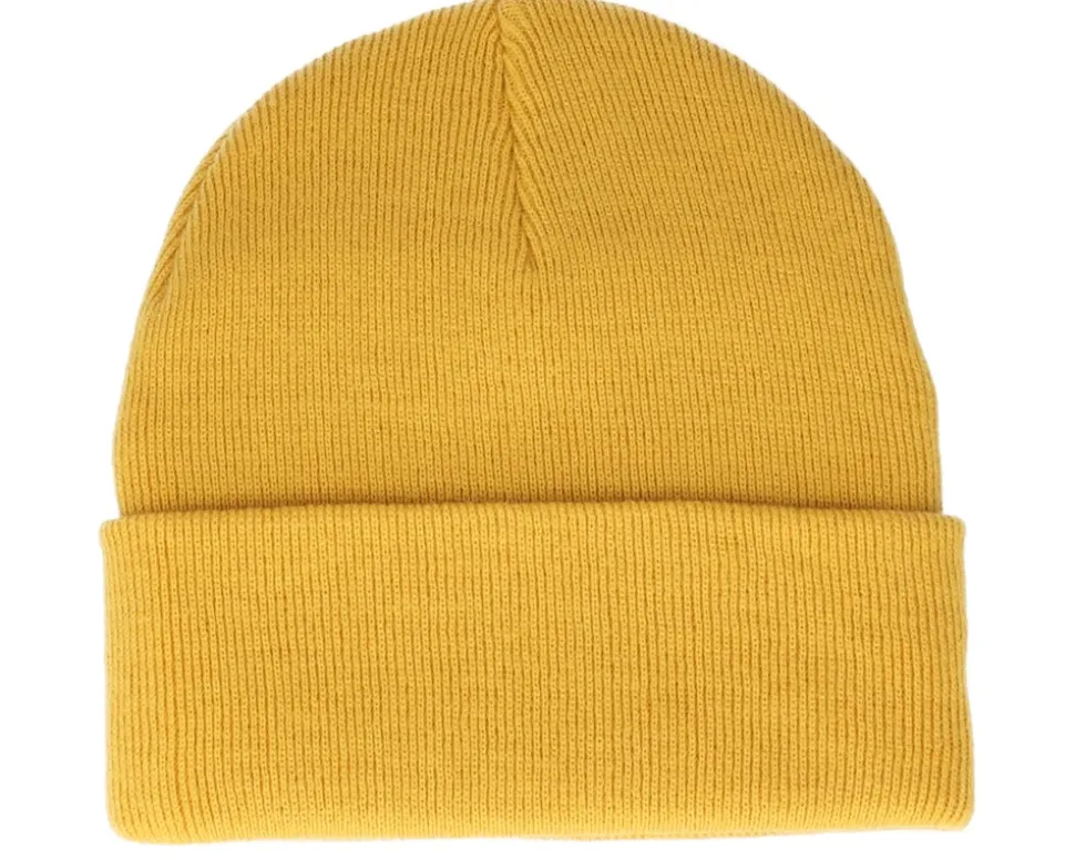 Sunset Logo Patch Mustard Beanie - Bearded Man