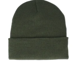 Sunset Logo Patch Olive Green Beanie - Bearded Man