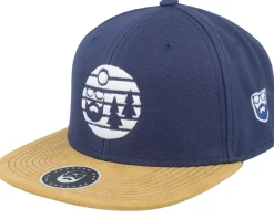 Sunset White Logo Navy/Suede Snapback - Bearded Man