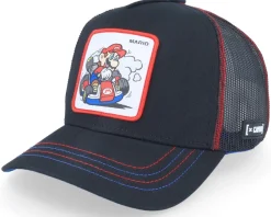 Super Mario Kart Mario Black/White/Blue Trucker - Capslab