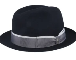 Superfine Wool Black Fedora - Borsalino