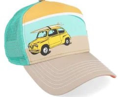 Surfy Car Khaki/Orange A-Frame Trucker - Coastal