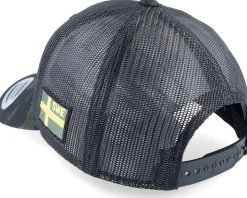 Sverige Sweden Army Skull Black Camo Trucker - Army Head