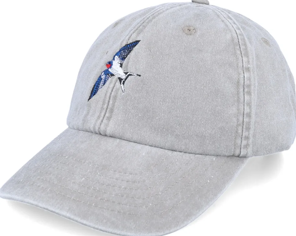 Swallow Bird Embroidery Grey Dad Cap - Wild Spirit