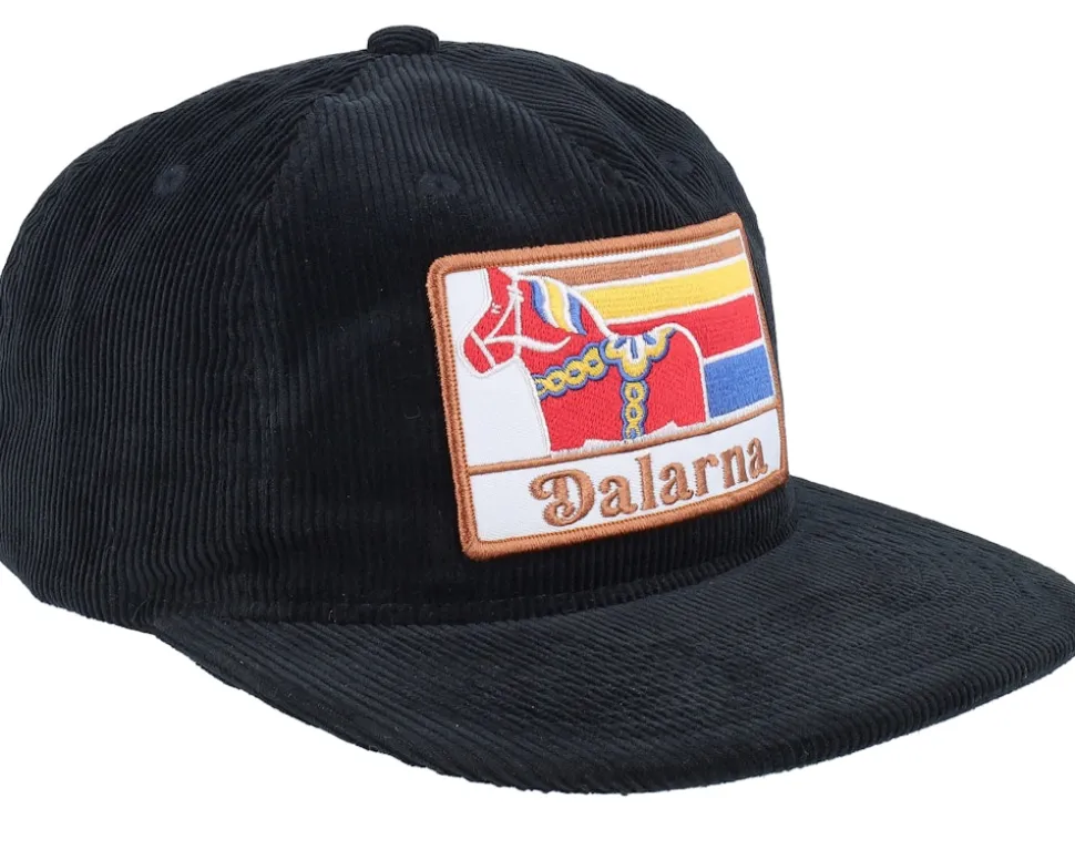 Swedish Dalarna Landscape Corduroy Black Snapback - Wild Spirit