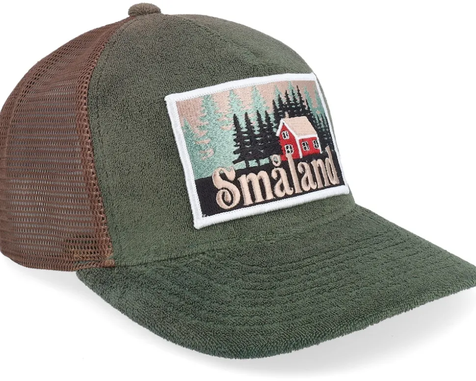 Swedish Småland Landscape Terry Green/Brown A-Frame Trucker - Wild Spirit