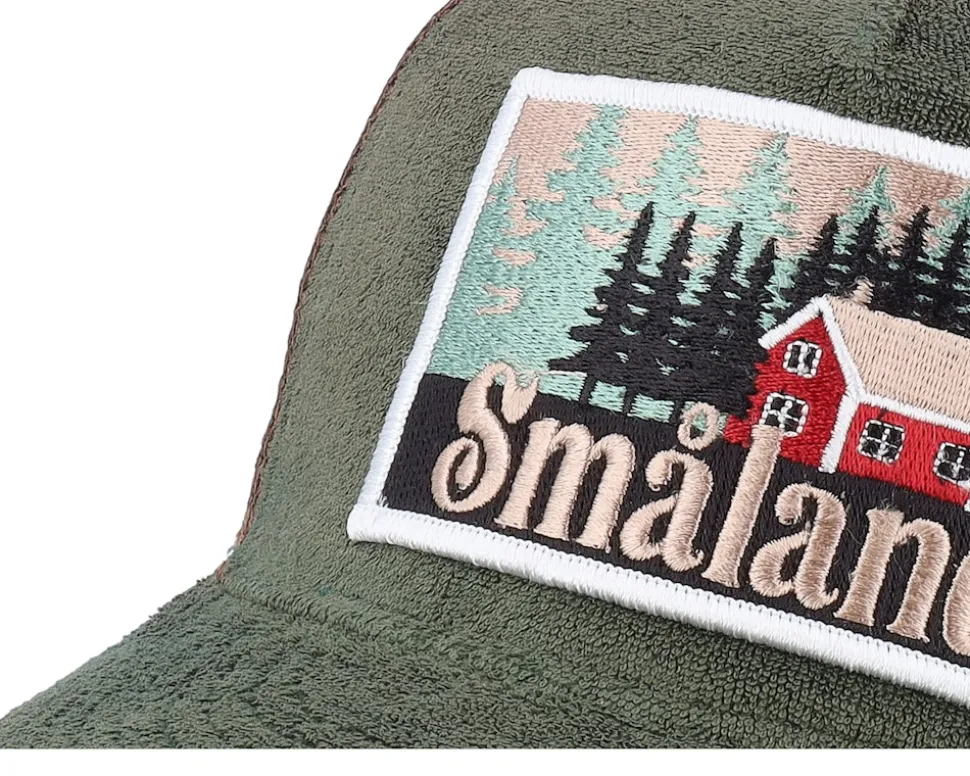 Swedish Småland Landscape Terry Green/Brown A-Frame Trucker - Wild Spirit