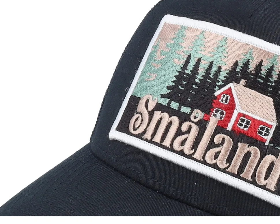 Swedish Småland Landscape Patch Black A-Frame Trucker - Wild Spirit