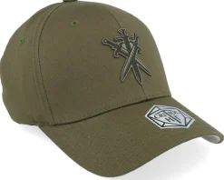 Swords Crossed Wooly Combed Olive Flexfit - Critiql Hit