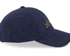 Sylas Corduroy Chain Stitch Cap Black Iris/Gold Yellow Dad Cap - Herschel