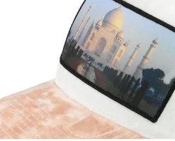 Taj Mahal Velvet White/Peach/Ivory A-frame Trucker - Calza Pennello