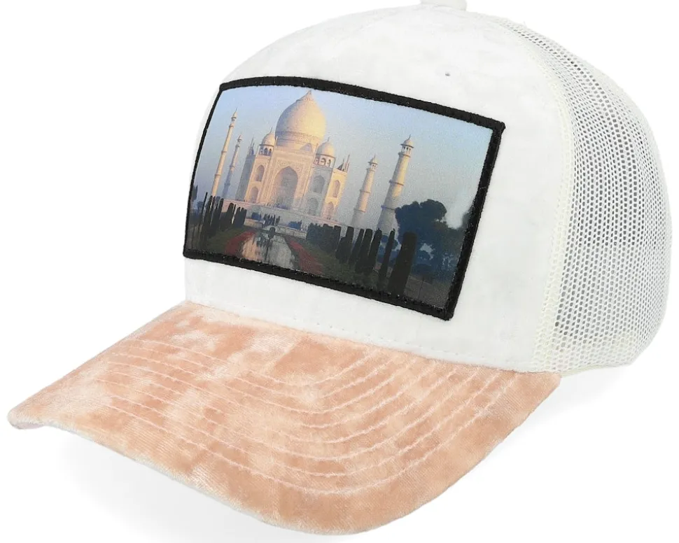 Taj Mahal Velvet White/Peach/Ivory A-frame Trucker - Calza Pennello