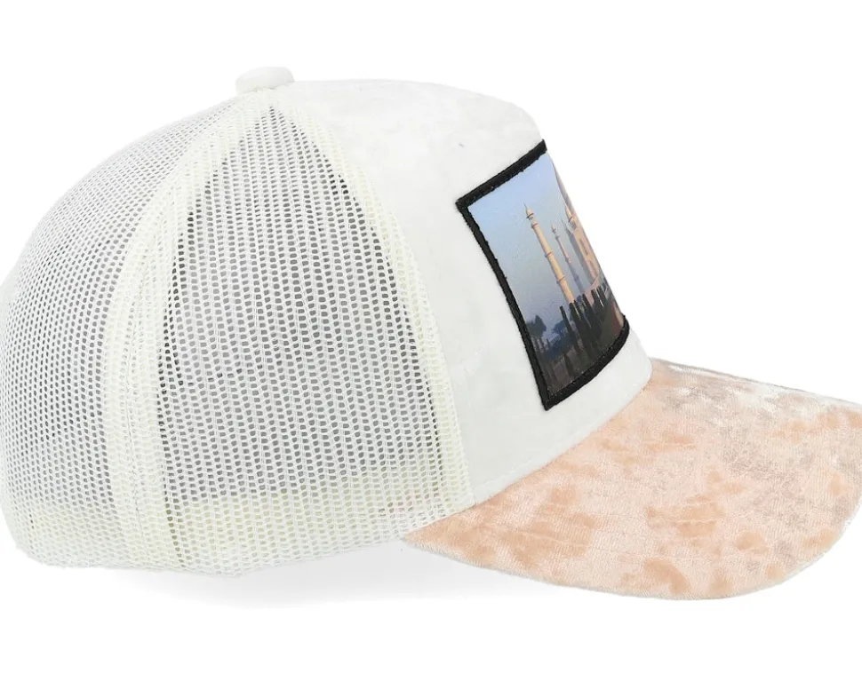 Taj Mahal Velvet White/Peach/Ivory A-frame Trucker - Calza Pennello
