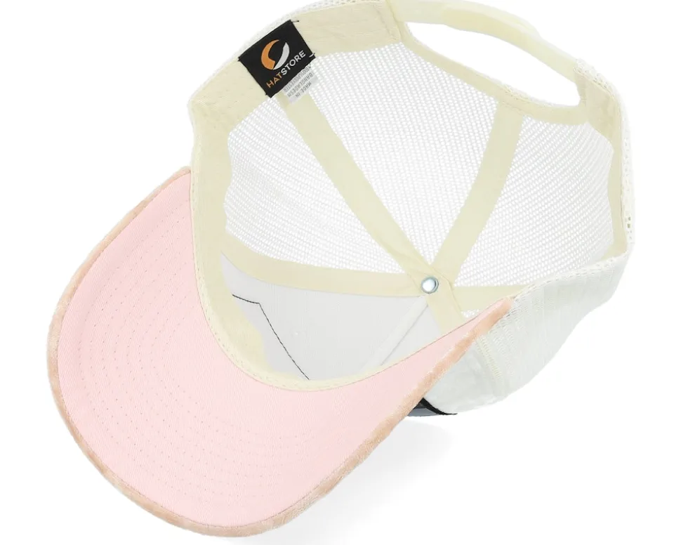 Taj Mahal Velvet White/Peach/Ivory A-frame Trucker - Calza Pennello