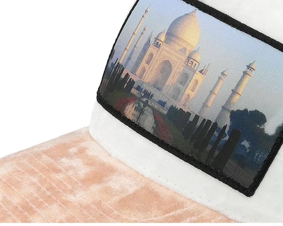 Taj Mahal Velvet White/Peach/Ivory A-frame Trucker - Calza Pennello