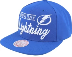 Tampa Bay Lightning Retro Lock Up Blue Snapback - Mitchell & Ness
