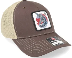 Tancho Koi Fish 112 Split Brown/Khaki Trucker - Yapan