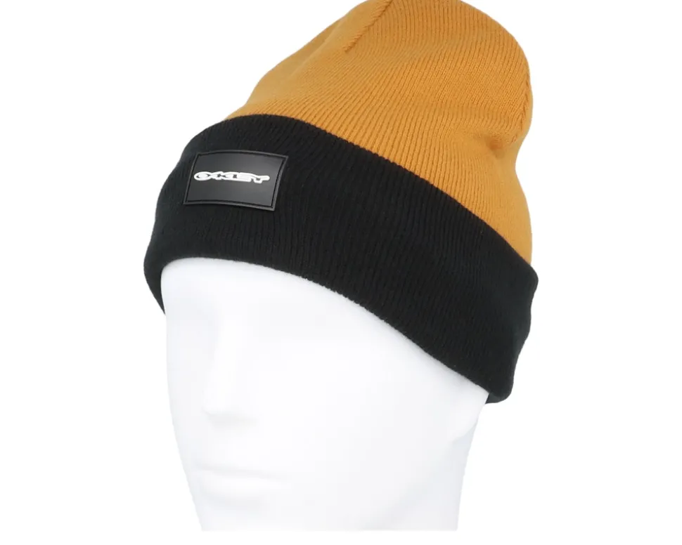 Tc Stretch Logo Beanie Blackout/Amber Yellow Cuff - Oakley