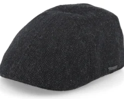 Texas 1 Wool Herringbone Black Flat Cap - Stetson