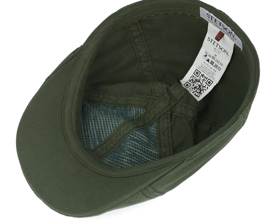 Texas Delave Organic Cotton Forest Green Flat Cap - Stetson