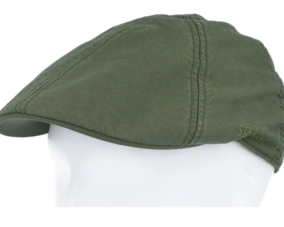 Texas Delave Organic Cotton Forest Green Flat Cap - Stetson