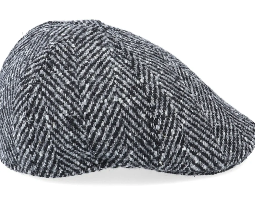 Texas Duck Shape Texas Herringbone Black/Grey Flat Cap - Stetson