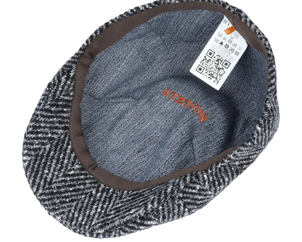 Texas Duck Shape Texas Herringbone Black/Grey Flat Cap - Stetson