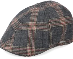 Texas Duck Shape Wool Check Brown Flat Cap - Stetson