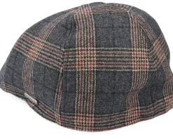 Texas Duck Shape Wool Check Brown Flat Cap - Stetson