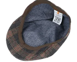Texas Duck Shape Wool Check Brown Flat Cap - Stetson