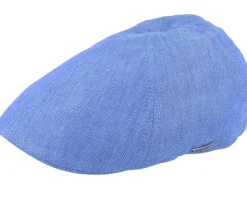 Texas Linen Herringbone Blue Flatcap - Stetson
