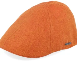 Texas Linen Herringbone Orange Herringbone Flat Cap - Stetson