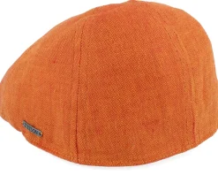 Texas Linen Herringbone Orange Herringbone Flat Cap - Stetson