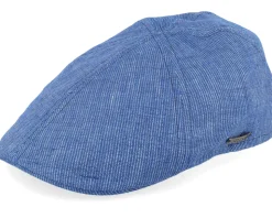 Texas Linen Stripe Blue With White Stripe Flat Cap - Stetson