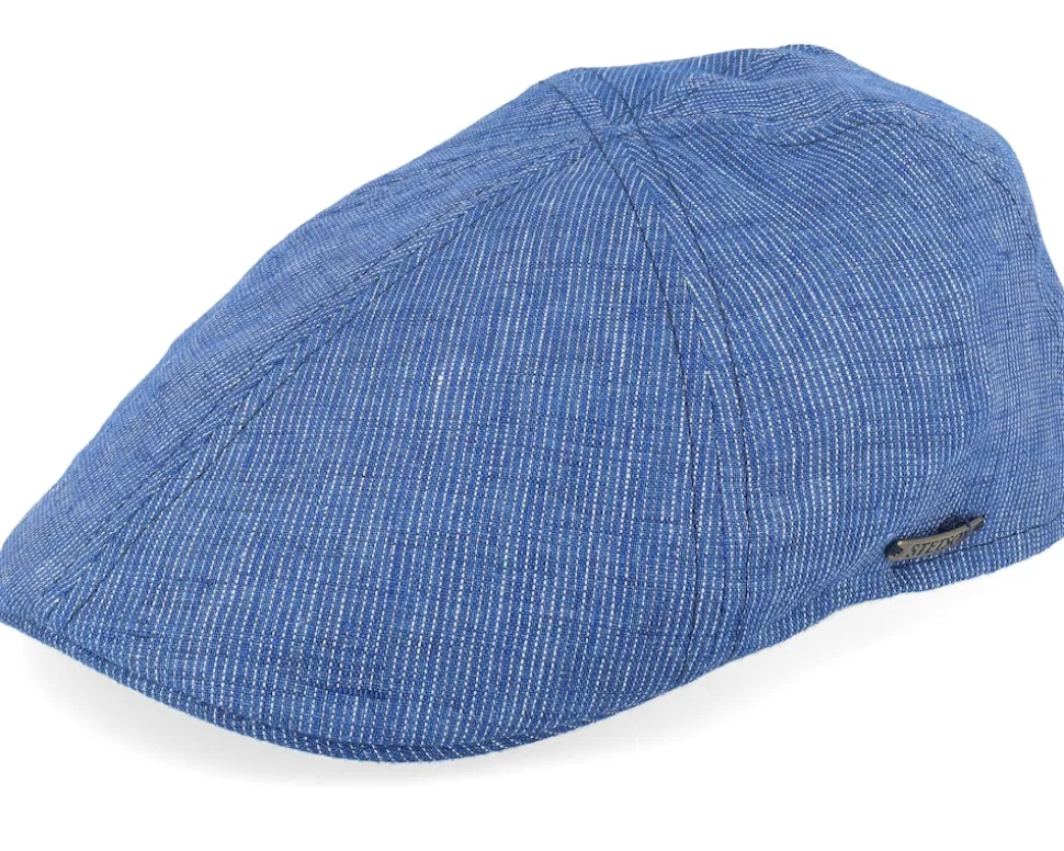 Texas Linen Stripe Blue With White Stripe Flat Cap - Stetson