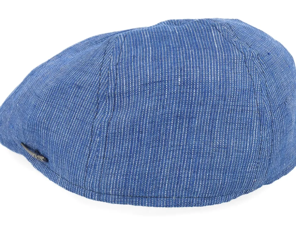 Texas Linen Stripe Blue With White Stripe Flat Cap - Stetson