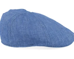 Texas Linen Stripe Blue With White Stripe Flat Cap - Stetson
