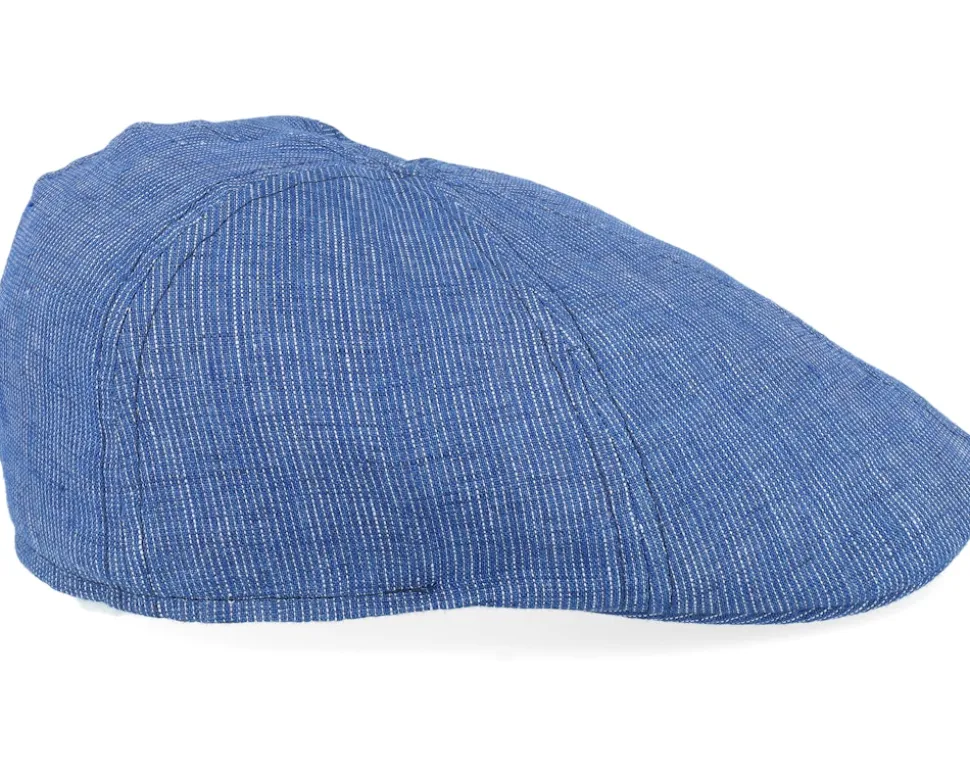 Texas Linen Stripe Blue With White Stripe Flat Cap - Stetson