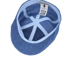 Texas Linen Stripe Blue With White Stripe Flat Cap - Stetson