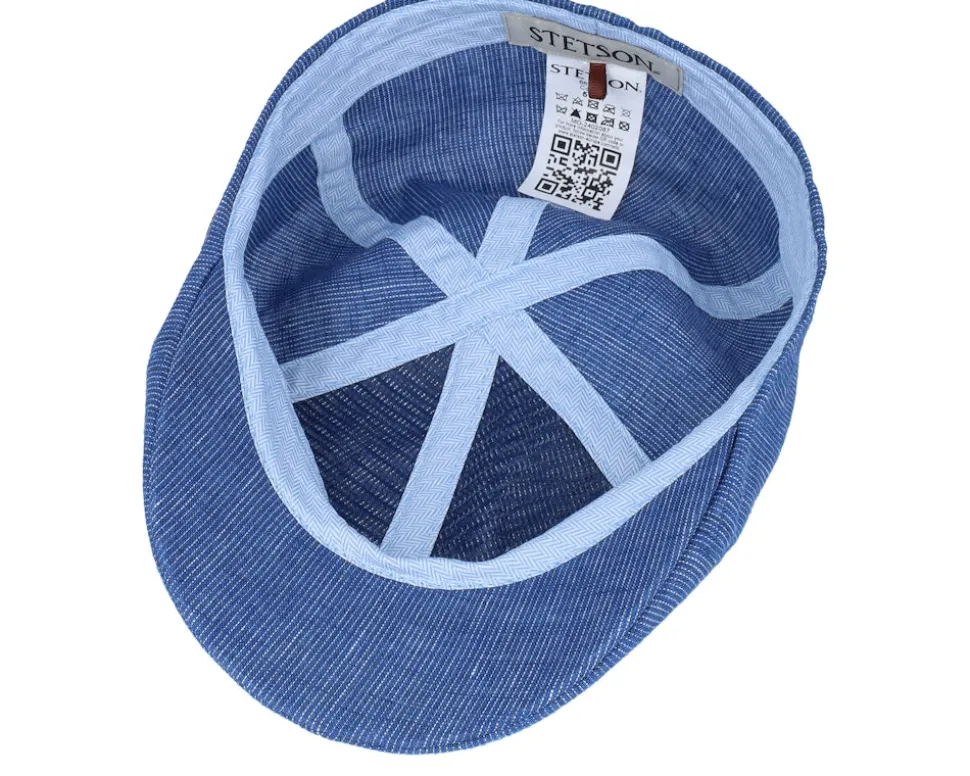 Texas Linen Stripe Blue With White Stripe Flat Cap - Stetson