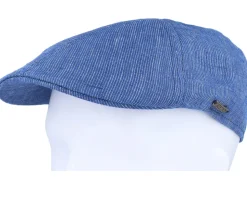 Texas Linen Stripe Blue With White Stripe Flat Cap - Stetson