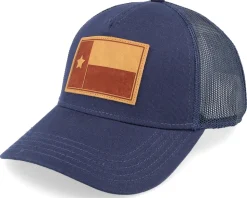 Texas Twill Valin Leather Ptch Navy Trucker - American Needle