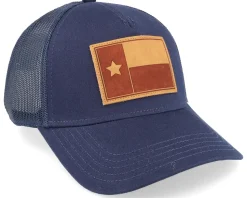 Texas Twill Valin Leather Ptch Navy Trucker - American Needle