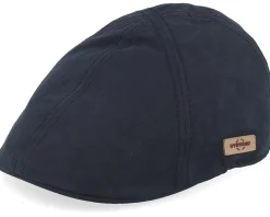 Texas Waxed Cotton Wr Black Flat Cap - Stetson