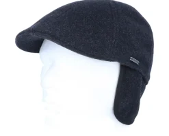 Texas Wool/Cashmere Ear Flap 2 Black Flat Cap - Stetson