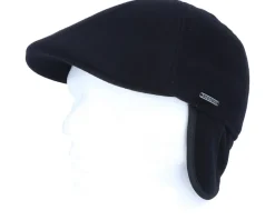 Texas Wool/Cashmere Ear Flap Black Flat Cap - Stetson