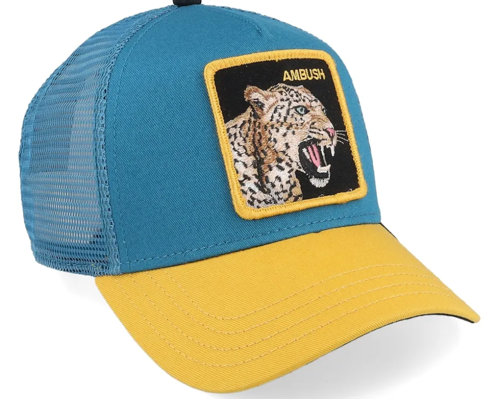 The Ambush Jaguar Teal/Yellow A-Frame Trucker - Goorin Bros.